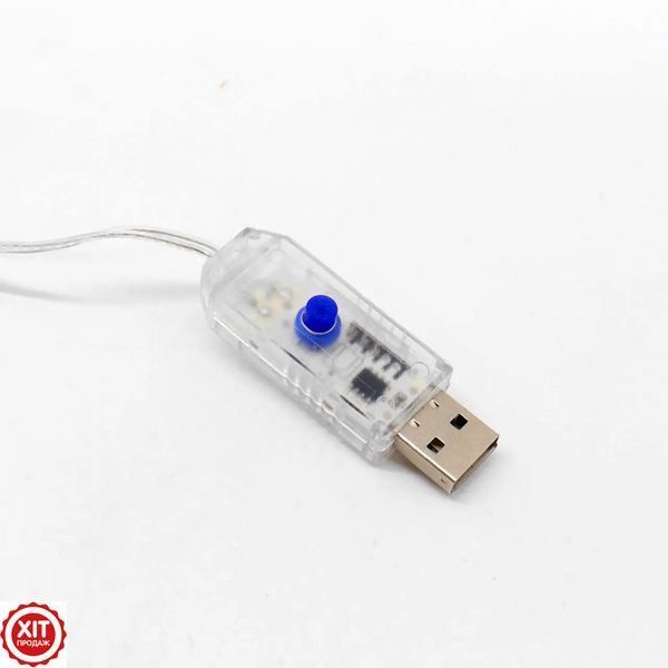 Гірлянда-штора Роса з гачками та пультом, від USB, 3&times;2м, 300LED, Теплий білий / Світлодіодна гірлянда 023457585601 фото