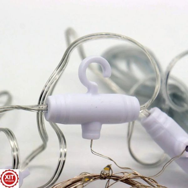Гірлянда-штора Роса з гачками та пультом, від USB, 3&times;2м, 300LED, Теплий білий / Світлодіодна гірлянда 023457585601 фото