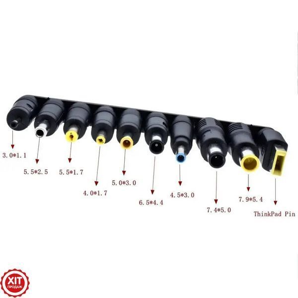 Кабель живлення для ноутбука з перехідниками 10в1, 65W, USB Type-C на DC / Адаптер для ноутбука від повербанка 0234573580 фото