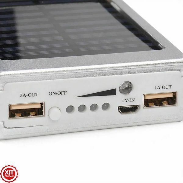 Павербанк із сонячною батареєю 20000mah + Подарунок USB DC кабель / Power Bank з ліхтариком / Портативна зарядка 0234564643 фото