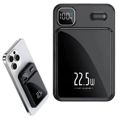 Зовнішній акумулятор 10000 mAh, MagSafe, Type-c, Чорний / Магнітний повербанк для айфону / Павербанк  0234575398 фото