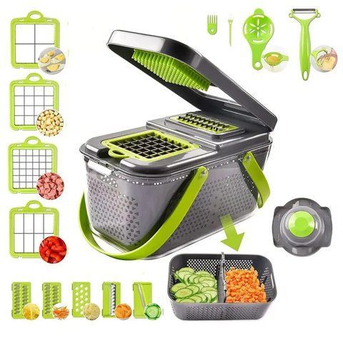 Овочерізка 18в1 MA-8 + Подарунок Складаний кошик-дошка 3в1 Chopping Board / Механічна овочерізка   0234567620 фото
