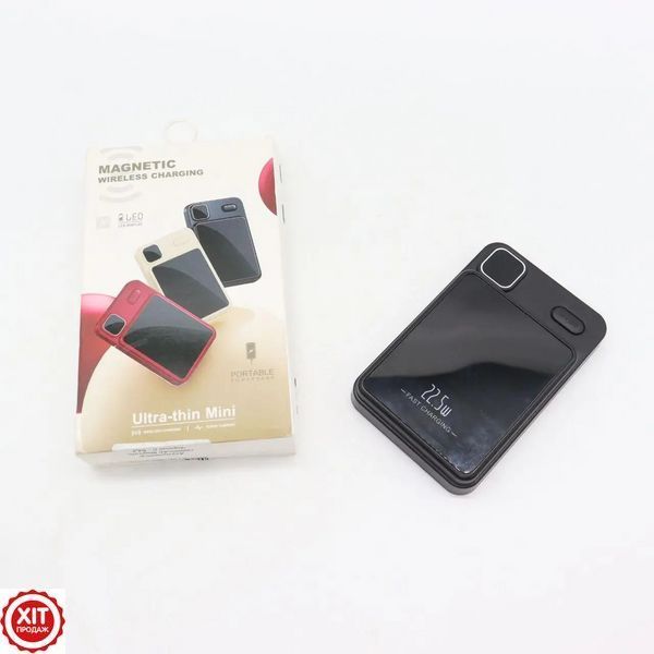 Зовнішній акумулятор 10000 mAh, MagSafe, Type-c, Чорний / Магнітний повербанк для айфону / Павербанк  0234575398 фото