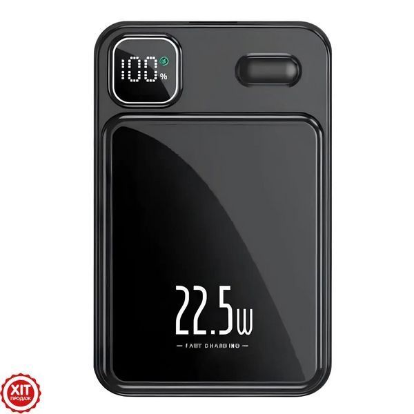 Зовнішній акумулятор 10000 mAh, MagSafe, Type-c, Чорний / Магнітний повербанк для айфону / Павербанк  0234575398 фото