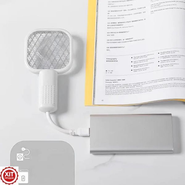 Електрична мухобійка ракетка (17&times;9,7см), від USB, Білий / Електромухобійка / Пастка для комарів  023457807901 фото