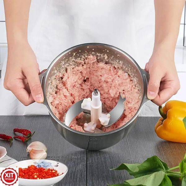 Електричний подрібнювач для кухні на 2л, 1200Вт, від мережі, Блискавка / Чоппер / Блендер подрібнювач кухонний  0234570777 фото