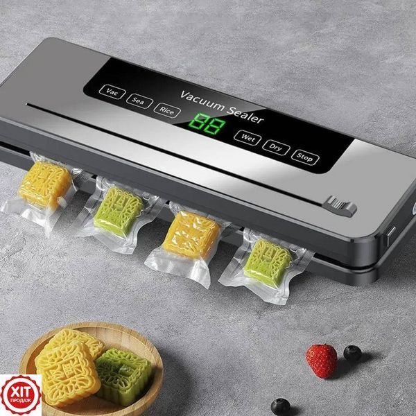 Вакуумний пакувальник для продуктів з дисплеєм / Побутовий вакууматор для їжі / Кухонний вакууматор для м'яса   0234582996 фото