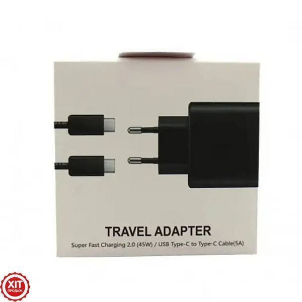 Адаптер USB з кабелем USB-TYPE C 45W Black Edition / Зарядка для телефона / Адаптер зі швидкою зарядкою  0234577344 фото