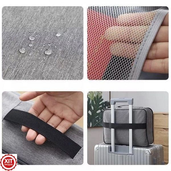 Дорожня сумка органайзер з кодовим замком (37х10,5х27см) Home Cleaning, Чорний / Сумка для зберігання документів 0234568983 фото