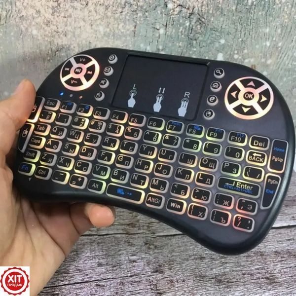 Бездротова клавіатура з тачпадом, RGB, MWK08-i8 / Клавіатура з підсвіткою / Портативна міні клавіатура  0123460374 фото