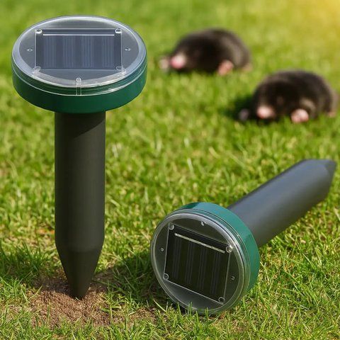 Комплект 2 шт, Ультразвуковий відлякувач кротів, гризунів Garden Pro / Відлякувач на сонячній батареї  0234562354 фото