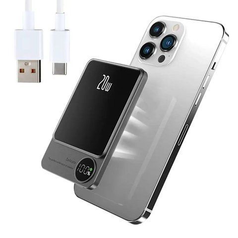 Зовнішній портативний акумулятор 10000 mAh, 20W, MagSafe, Чорний / Магнітний повербанк / Повербанк бездротовий   0234571410 фото