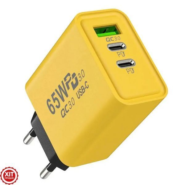 Адаптер для заряджання 65W, 1xUSB 2хType-C / Блочок для зарядки / Мережевий зарядний пристрій / Зарядка / СЗУ  0234575340 фото