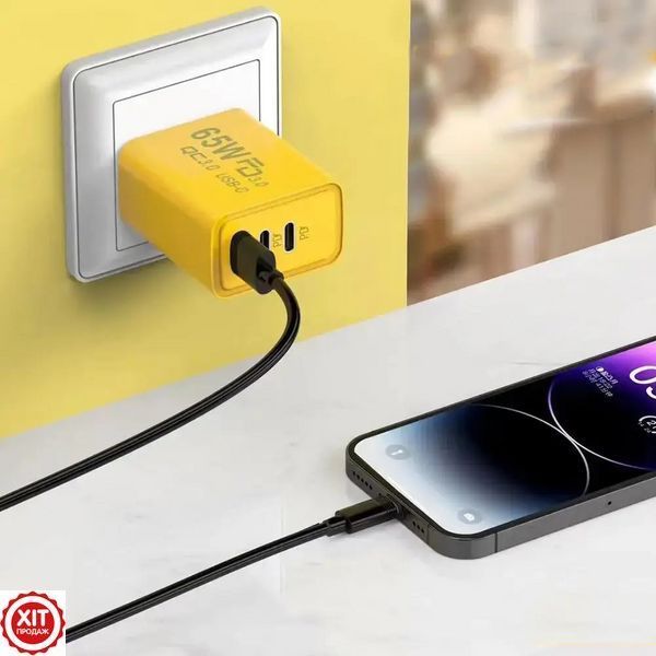 Адаптер для заряджання 65W, 1xUSB 2хType-C / Блочок для зарядки / Мережевий зарядний пристрій / Зарядка / СЗУ  0234575340 фото
