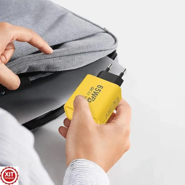 Адаптер для заряджання 65W, 1xUSB 2хType-C / Блочок для зарядки / Мережевий зарядний пристрій / Зарядка / СЗУ  0234575340 фото