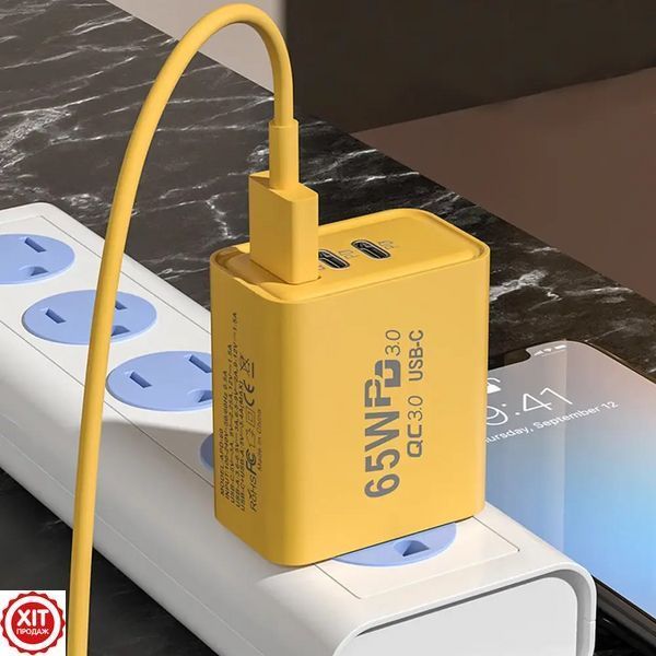 Адаптер для заряджання 65W, 1xUSB 2хType-C / Блочок для зарядки / Мережевий зарядний пристрій / Зарядка / СЗУ  0234575340 фото