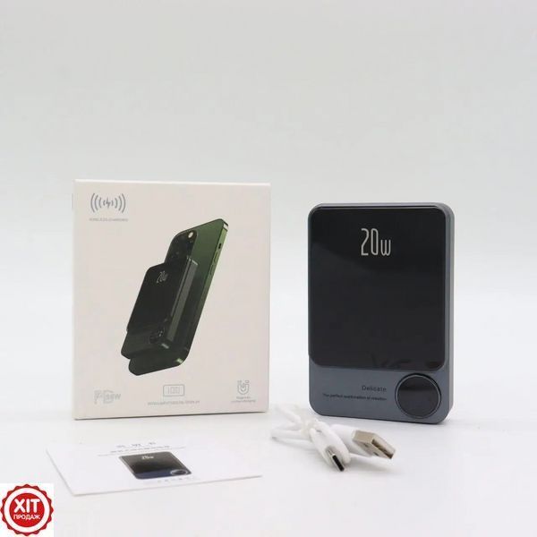 Зовнішній портативний акумулятор 10000 mAh, 20W, MagSafe, Чорний / Магнітний повербанк / Повербанк бездротовий   0234571410 фото