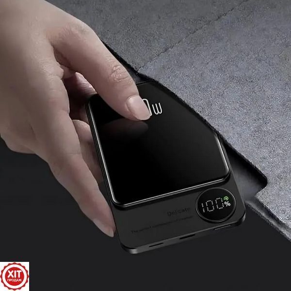 Зовнішній портативний акумулятор 10000 mAh, 20W, MagSafe, Чорний / Магнітний повербанк / Повербанк бездротовий   0234571410 фото