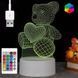Подарунок дівчині 3D нічник "Ведмедик з серцем" + пульт, від USB / Акриловий світильник / Лампа-нічник 02345742950 фото 1