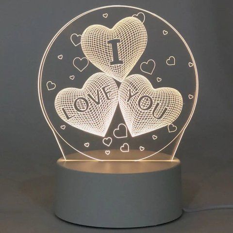 Настільна RGB лампа світильник від USB + пульт ДК, 3D Creative "I Love you" / 3D лампа нічник 02345631890 фото