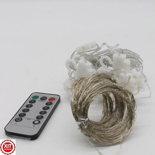 Гірлянда Штора Водоспад, від USB, 3x2м, з пультом, Жовте світло / Новорічна гірлянда на вікно / LED гірлянда 0234567972 фото