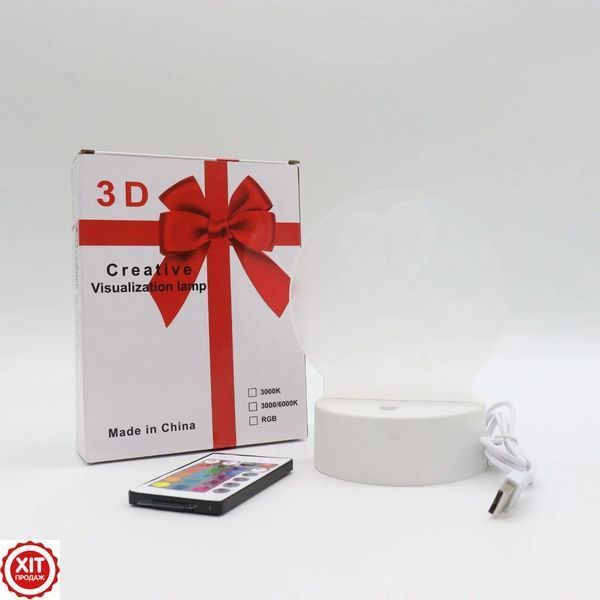Настільна RGB лампа світильник від USB + пульт ДК, 3D Creative "I Love you" / 3D лампа нічник 02345631890 фото