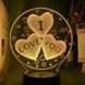 Настільна RGB лампа світильник від USB + пульт ДК, 3D Creative "I Love you" / 3D лампа нічник 02345631890 фото 3