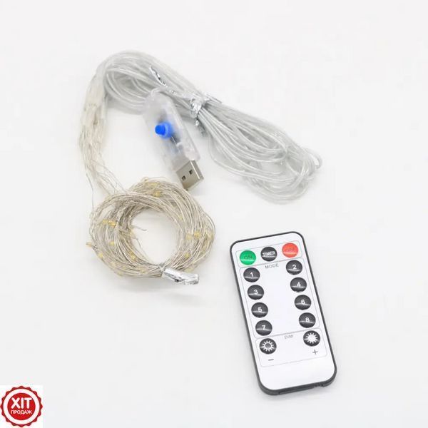 Гірлянда Штора Водоспад, від USB, 3x2м, з пультом, Біле світло / Новорічна гірлянда на вікно / LED гірлянда  0234572855 фото