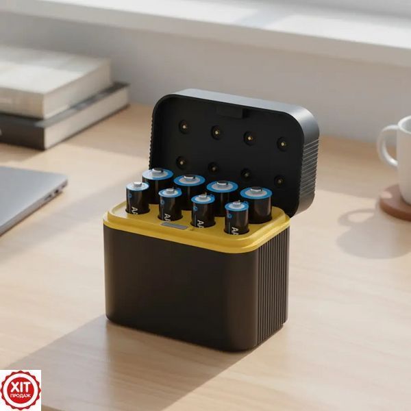 Зарядний пристрій для батарейок від USB + Подарунок АКБ пальчиковий 2800mAh / Кейс для заряджання батарейок 0234584488 фото