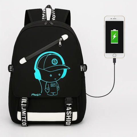 Молодіжний рюкзак з USB (46х30х15 см) / Водовідштовхуючий шкільний рюкзак на 5-11 клас  0234561106 фото