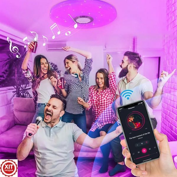Стельовий світильник 33 см, RGB + Подарунок Світлодіодна стрічка RGB 3528 / Розумний LED світильник / Світлодіодна люстра на стелю  0234590844 фото