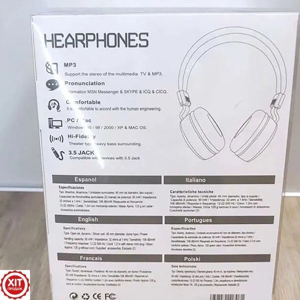 Бездротові навушники з кабелем AUX, від USB, MS TV-1A / Bluetooth навушники / Накладні навушники  0234577787 фото