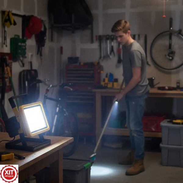 Акумуляторний прожектор з 3 акумуляторами (30W, 24LED) D15 / Світлодіодний переносний ліхтар  0234565406 фото