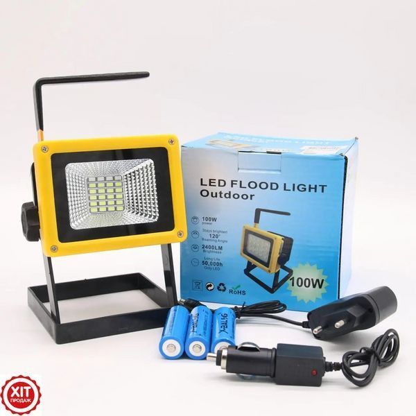 Акумуляторний прожектор з 3 акумуляторами (30W, 24LED) D15 / Світлодіодний переносний ліхтар  0234565406 фото