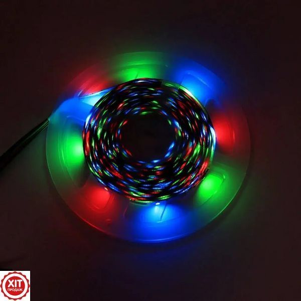 Світлодіодна Led стрічка 10м, з пультом ДК, від USB / Стрічка від повербанку / RGB стрічка для декоративної підсвітки  0234569606 фото