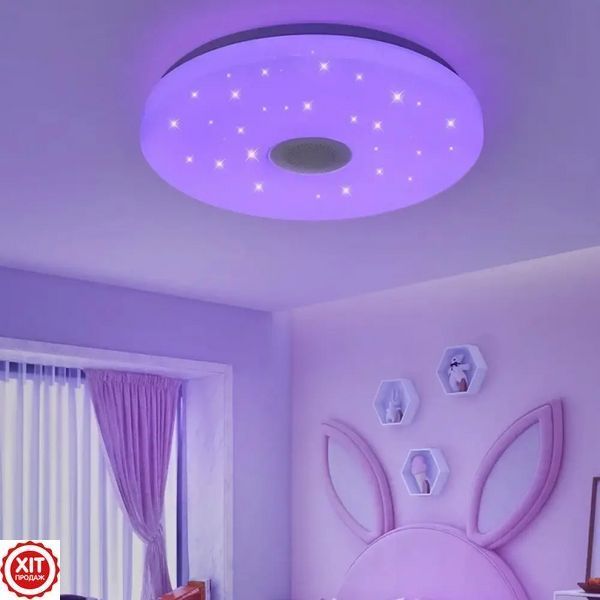 Стельовий світильник 26см, з Bluetooth + пульт, RGB / Світильник на стелю / Розумна люстра з колонкою  023459084401 фото