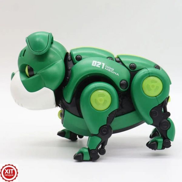 Інтерактивна іграшка собака Бульдог, на батарейках, 13 см, Mecha Dog R11, Зелений / Танцююча іграшка собака робот  023457493501 &laquo;pr-aps&raquo; фото