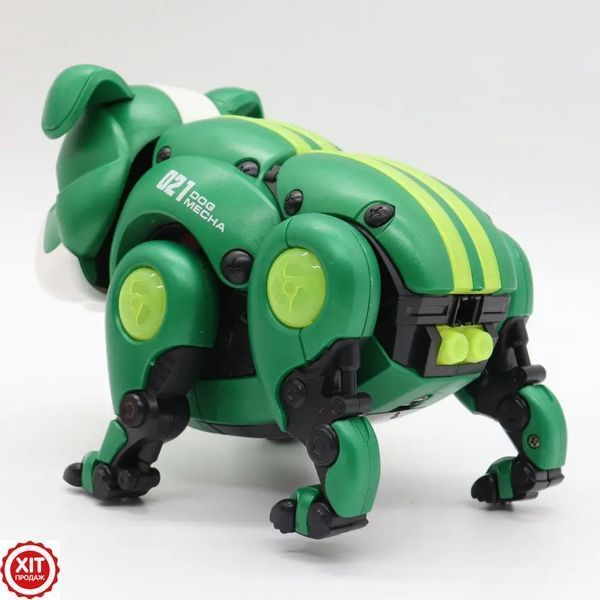 Інтерактивна іграшка собака Бульдог, на батарейках, 13 см, Mecha Dog R11, Зелений / Танцююча іграшка собака робот  023457493501 &laquo;pr-aps&raquo; фото