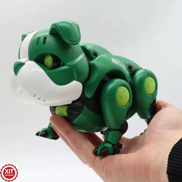 Інтерактивна іграшка собака Бульдог, на батарейках, 13 см, Mecha Dog R11, Зелений / Танцююча іграшка собака робот  023457493501 &laquo;pr-aps&raquo; фото