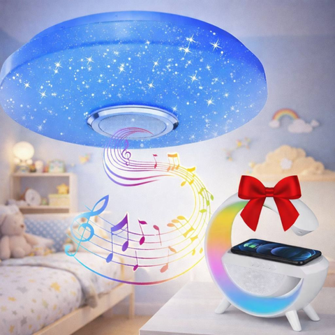 Стельовий світильник 26см, з Bluetooth, пульт, RGB + Подарунок LED світильник з зарядкою / Світильник на стелю   023459084401 фото