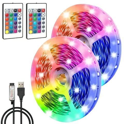 Набір 2шт Світлодіодна Led стрічка 10м, з пультом ДУ, від USB / Стрічка від повербанка / RGB стрічка для підсвічування  0234569606 фото