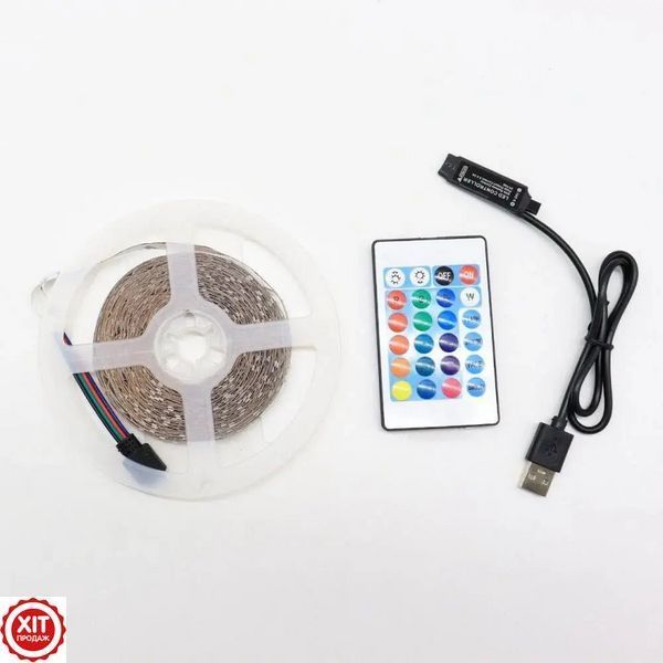 Набір 2шт Світлодіодна Led стрічка 10м, з пультом ДУ, від USB / Стрічка від повербанка / RGB стрічка для підсвічування  0234569606 фото