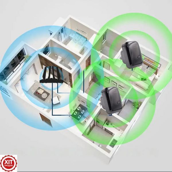 Підсилювач WiFi до 300 Мбіт/с, 2,4G, від мережі, МТ02, Чорний / WiFi репітер / Ретранслятор вайфаю 023457064401 фото