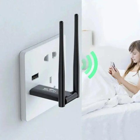 USB підсилювач WIFI сигналу, до 300 Мбіт/с / Двохантений ретранслятор wifi / Бездротовий вайфай репитер   0234569835 фото