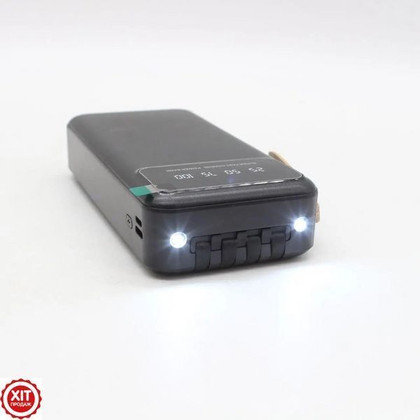 Повербанк з ліхтариком + кабеля, 30000мАч, Чорний / Power bank / Павер банк / Зовнішній акумулятор / УМБ  023458531201 фото