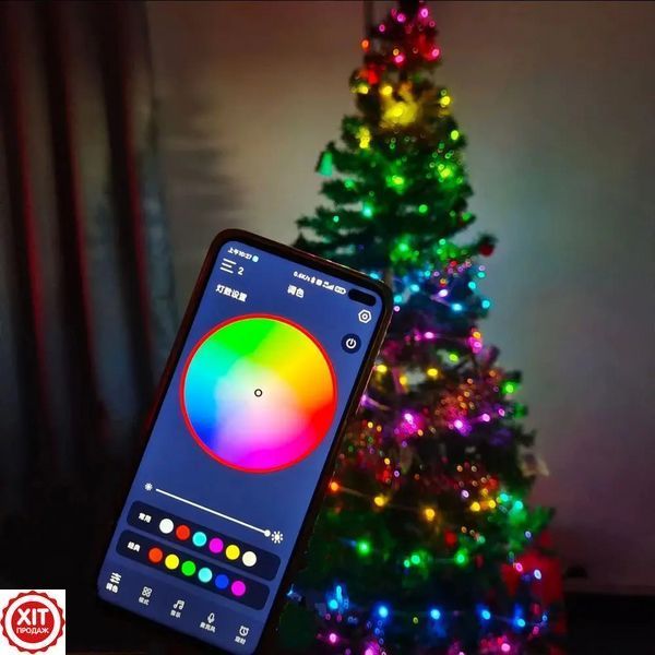 Розумна гірлянда-стрічка 10 м від USB + пульт, Роса / Світлодіодна RGB стрічка з керуванням телефоном 0234572500 фото
