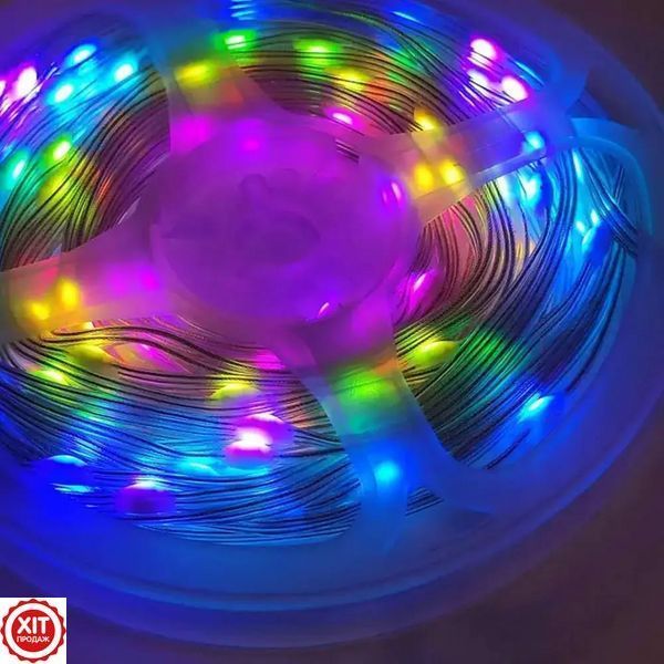 Розумна гірлянда-стрічка 10 м від USB + пульт, Роса / Світлодіодна RGB стрічка з керуванням телефоном 0234572500 фото