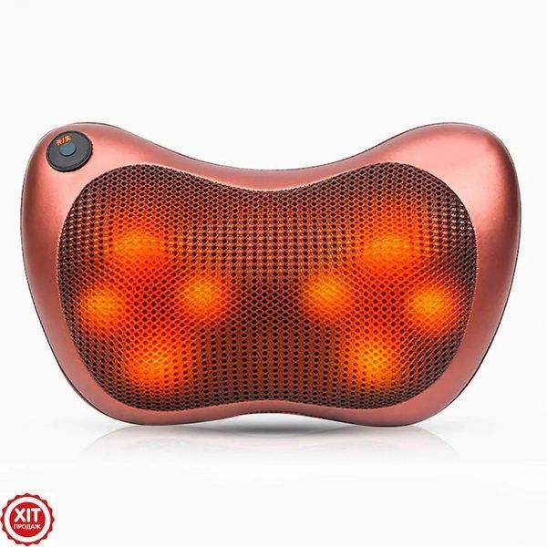 Інфрачервона масажна подушка (31х10х19 см) Massage pillow 8028 / Роликовий масажер для шиї та спини 0123457498 фото