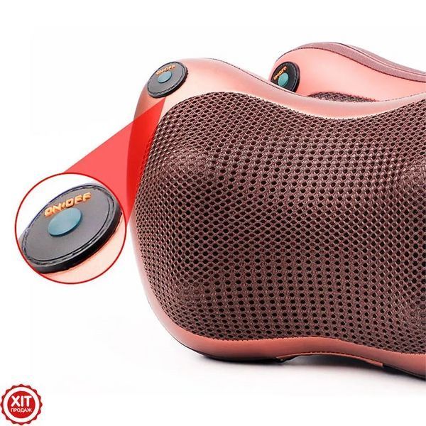 Інфрачервона масажна подушка (31х10х19 см) Massage pillow 8028 / Роликовий масажер для шиї та спини 0123457498 фото