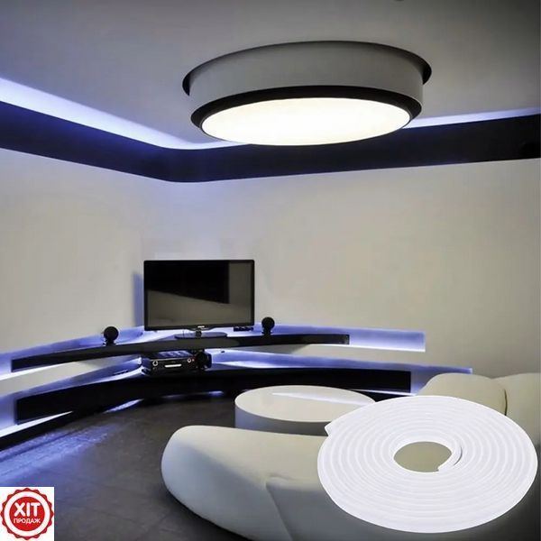 Силіконова стрічка LED 5 м, NEON 12V-220V, Білий / Гнучка неонова стрічка / Стрічка світлодіодна 0234562826 фото